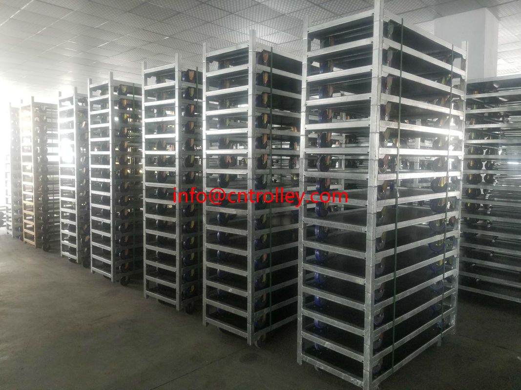 뜨거운 아연 도금된 덴마크 플라워 트롤리는 자연스러운 나무 마감과 상업용 꽃 취급을 위한 선반당 40KG 적재 용량을 제공합니다.